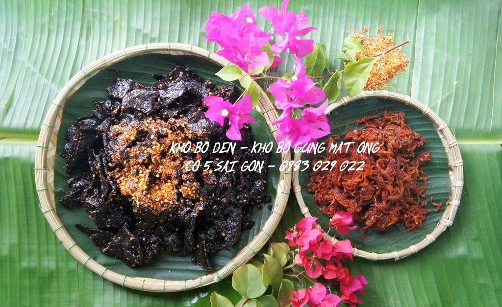 Khô bò đen (khô gan bò), khô bò sợi tẩm mật ong và gừng Hiệu cô 5 Sài Gòn-Làm tại nhà