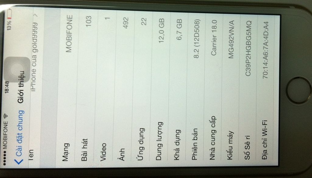 Iphone 6 Gold 16Gb Chính Hãng hàng mua tai FPT SHOP còn bảo hàng 8 tháng. - 5