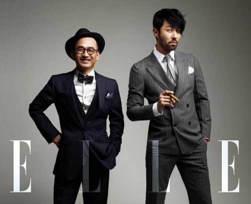 Cha Seung-won with director Lee Jun-ik in Elle