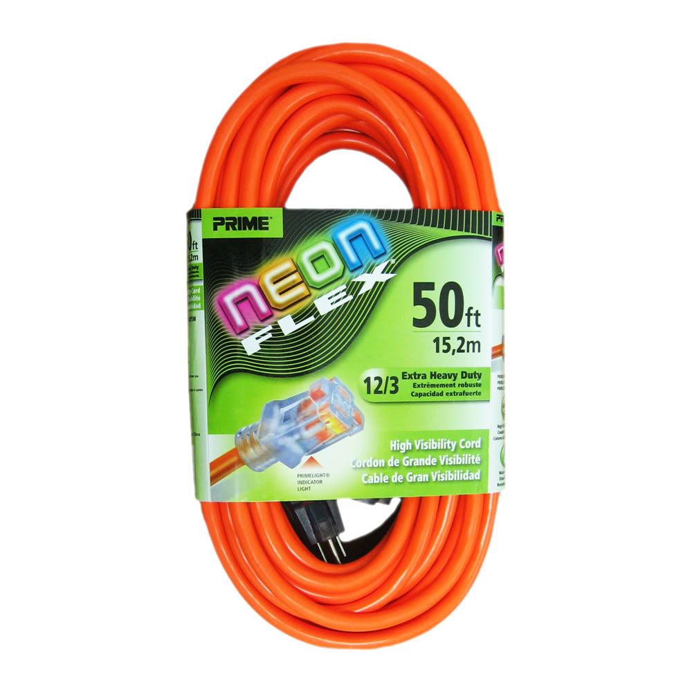 PRIME NS511830 NEON FLEX® Heavy Duty 50' Extension Cord w/ Indicator