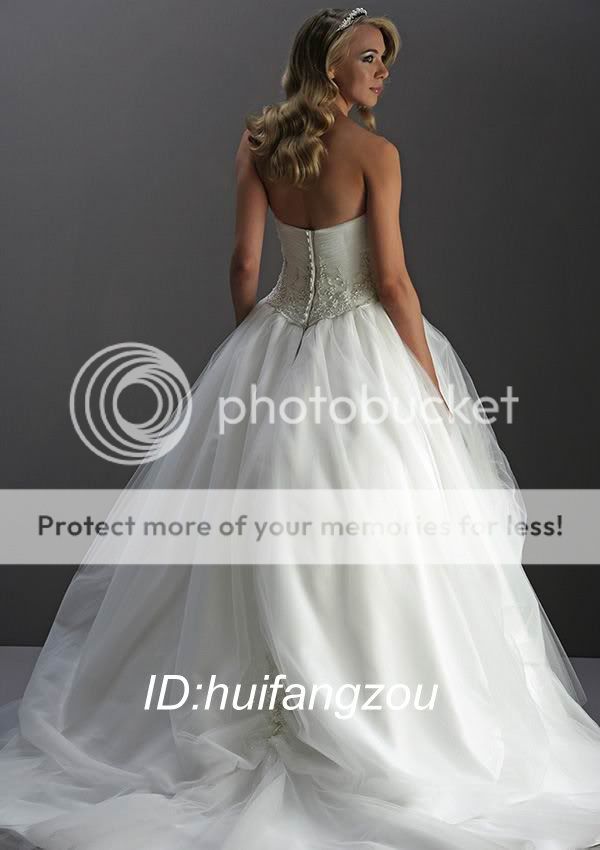 Custom White Voile Tulle Bridal Wedding Prom Dress Gown  