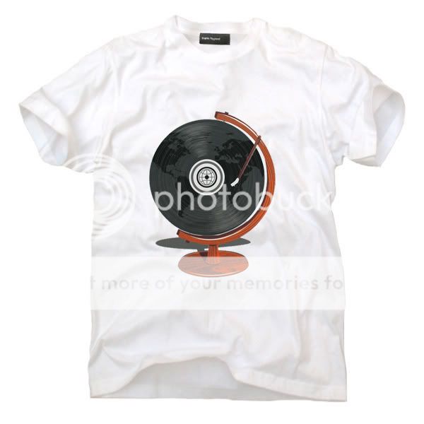 GLOBAL VINYL PLAYER WORLD BeAT DJ 1210 Disko Mens T Shirt (M, white