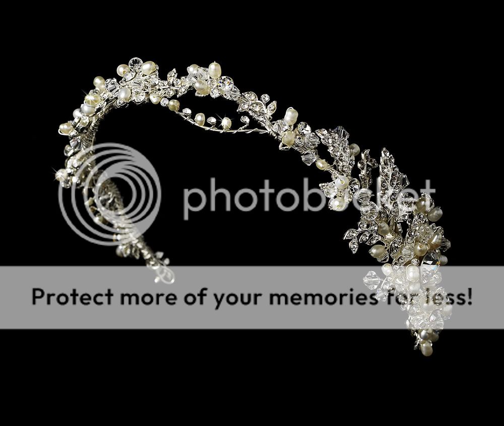 PEARL & CRYSTAL BRIDAL HEADBAND SIDE ACCENT HAIR VINE  